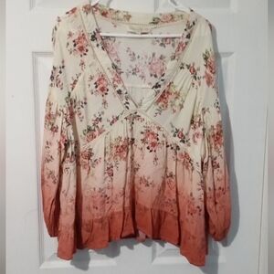 Elegant Floral V-Neck Blouse